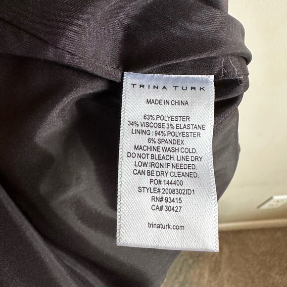 Trina Turk Printed Delilah Tie Collar Houndstooth Dress 2 - Picture 9 of 12